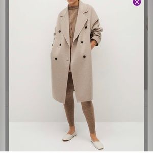 Beige, oversized, wool-blend peacoat